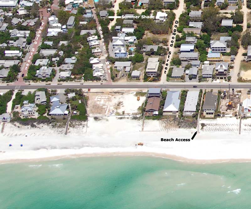 Aerial View of Summer Shade Beach House Rental